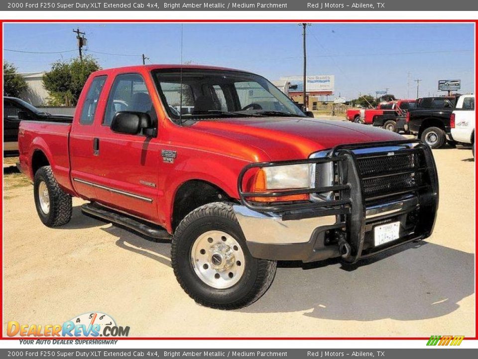 2000 Ford F250 Super Duty XLT Extended Cab 4x4 Bright Amber Metallic / Medium Parchment Photo #8