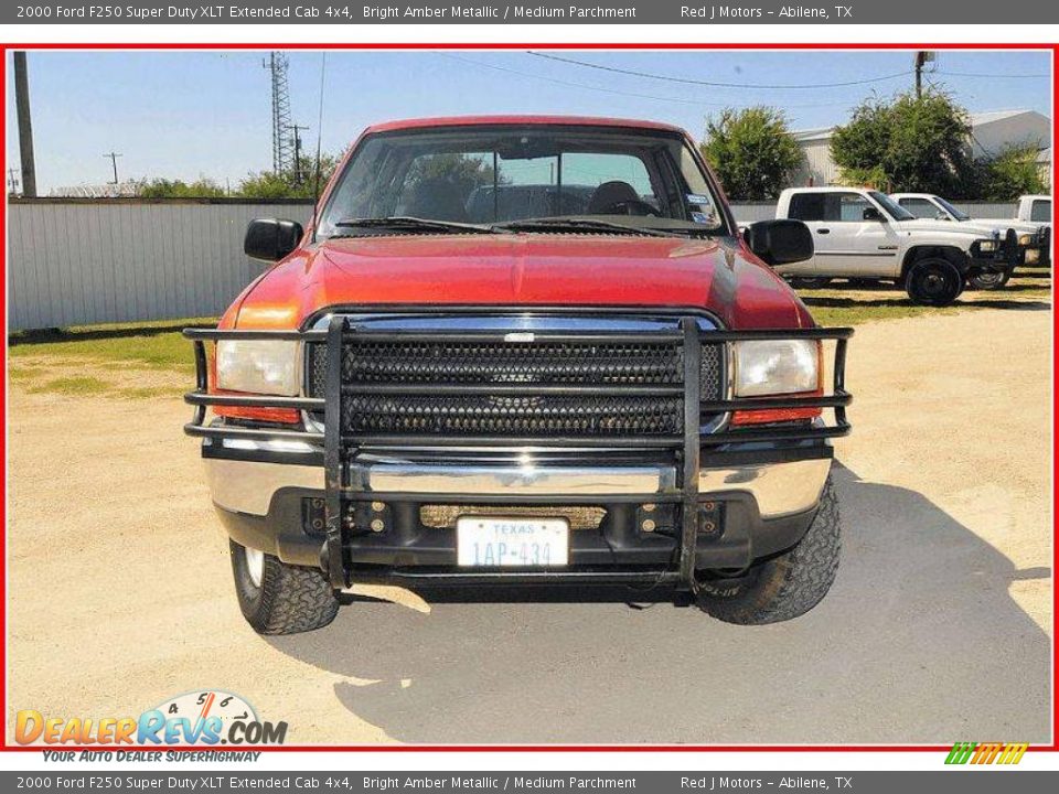 2000 Ford F250 Super Duty XLT Extended Cab 4x4 Bright Amber Metallic / Medium Parchment Photo #9