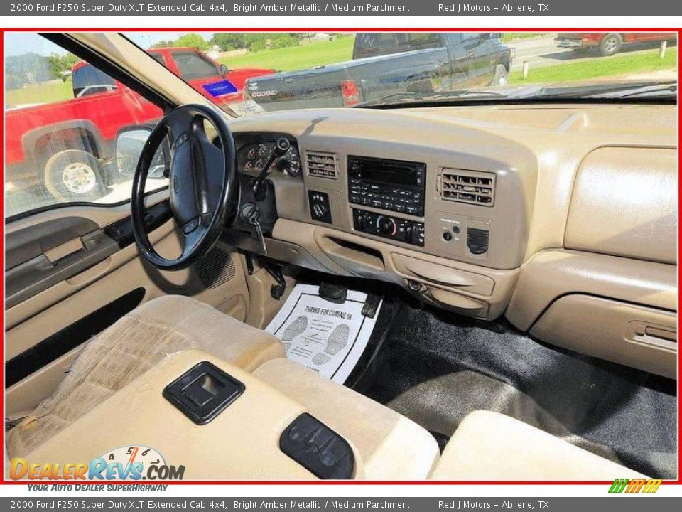 2000 Ford F250 Super Duty XLT Extended Cab 4x4 Bright Amber Metallic / Medium Parchment Photo #20