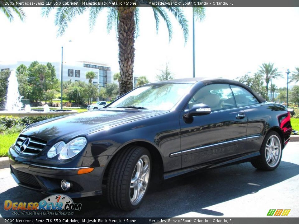 2009 Mercedes-Benz CLK 550 Cabriolet Majestic Black Metallic / Stone Photo #2