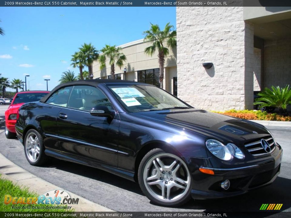 2009 Mercedes-Benz CLK 550 Cabriolet Majestic Black Metallic / Stone Photo #4