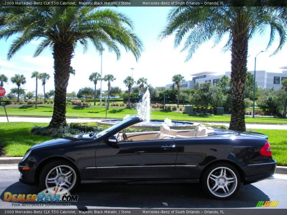 2009 Mercedes-Benz CLK 550 Cabriolet Majestic Black Metallic / Stone Photo #13