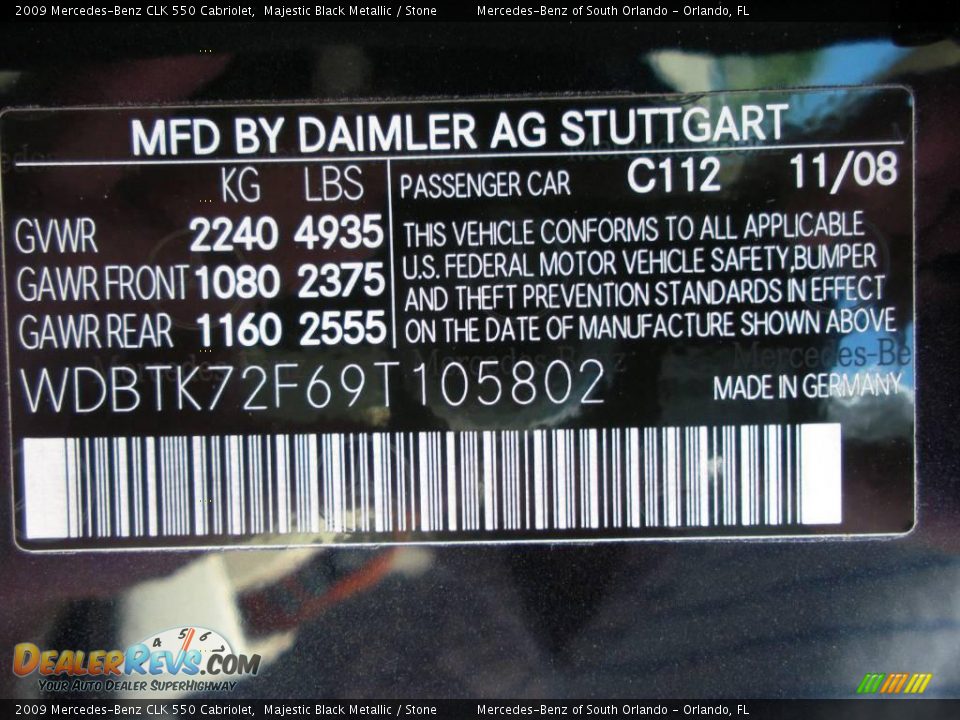 2009 Mercedes-Benz CLK 550 Cabriolet Majestic Black Metallic / Stone Photo #29