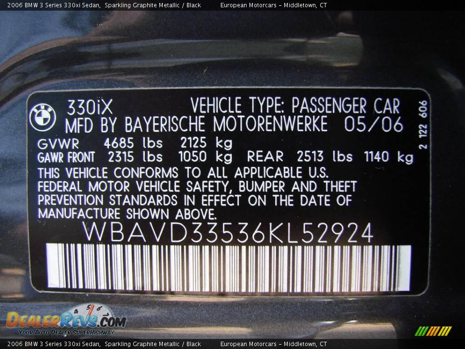 2006 BMW 3 Series 330xi Sedan Sparkling Graphite Metallic / Black Photo #23