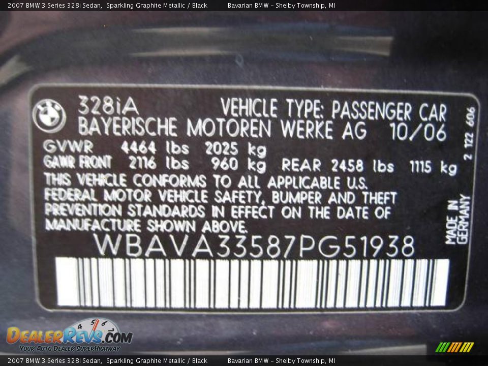 2007 BMW 3 Series 328i Sedan Sparkling Graphite Metallic / Black Photo #24