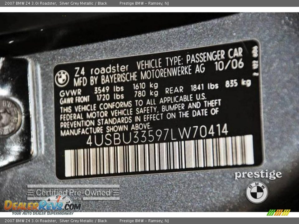2007 BMW Z4 3.0i Roadster Silver Grey Metallic / Black Photo #5