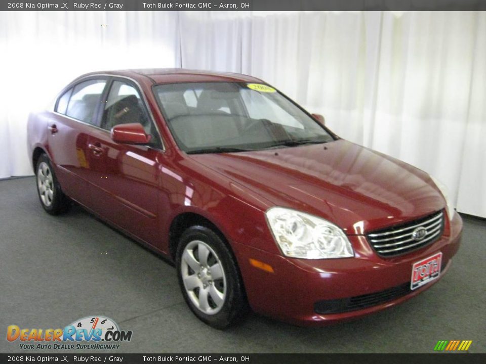 2008 Kia Optima LX Ruby Red / Gray Photo #1