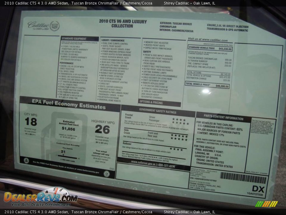 2010 Cadillac CTS 4 3.0 AWD Sedan Tuscan Bronze ChromaFlair / Cashmere/Cocoa Photo #18