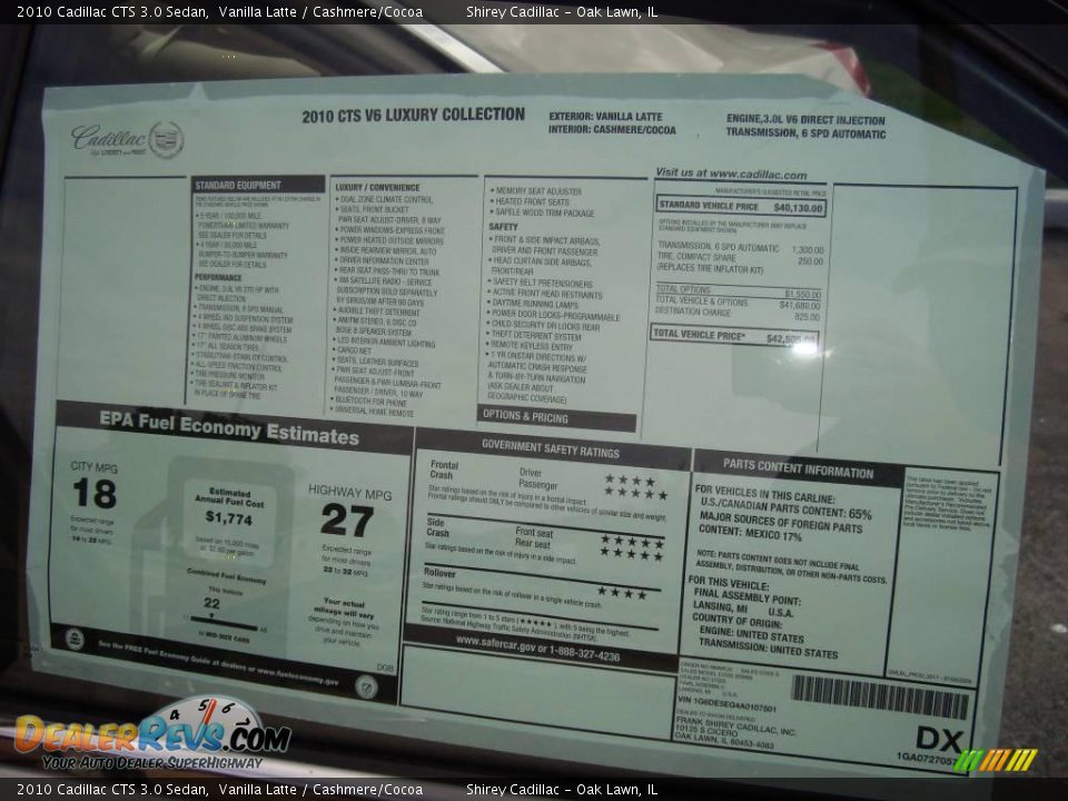 2010 Cadillac CTS 3.0 Sedan Vanilla Latte / Cashmere/Cocoa Photo #18