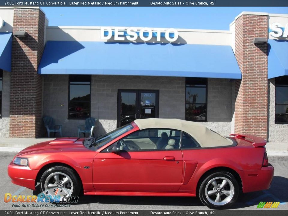 2001 Ford Mustang GT Convertible Laser Red Metallic / Medium Parchment Photo #1