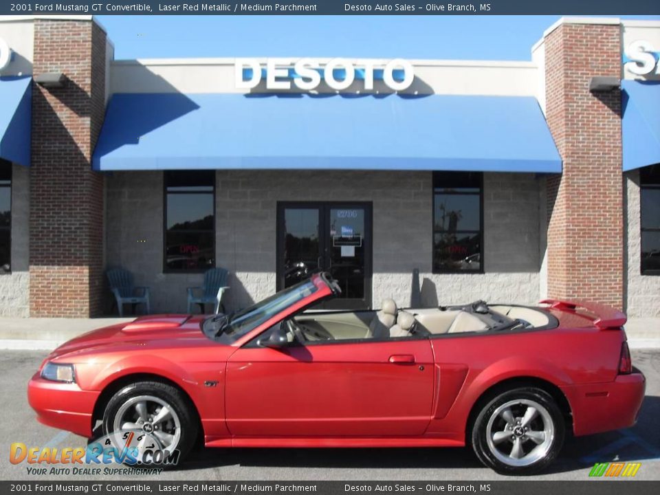 2001 Ford Mustang GT Convertible Laser Red Metallic / Medium Parchment Photo #3
