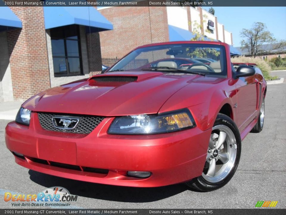 2001 Ford Mustang GT Convertible Laser Red Metallic / Medium Parchment Photo #4