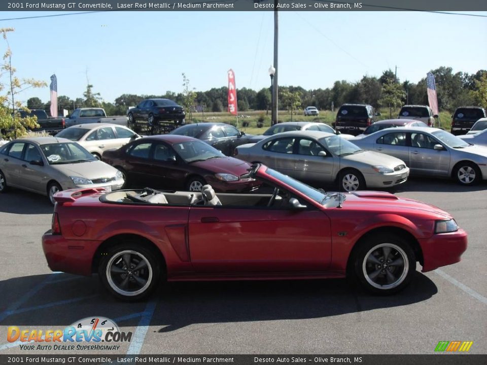 2001 Ford Mustang GT Convertible Laser Red Metallic / Medium Parchment Photo #7