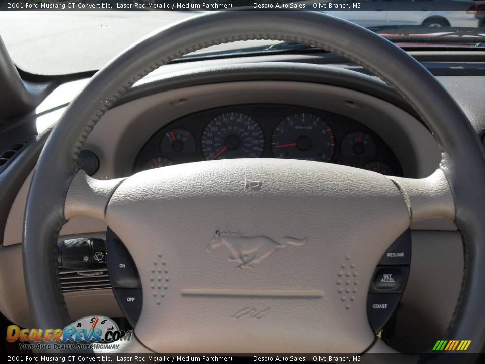 2001 Ford Mustang GT Convertible Laser Red Metallic / Medium Parchment Photo #12