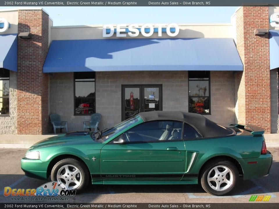 2002 Ford Mustang V6 Convertible Electric Green Metallic / Medium Graphite Photo #1