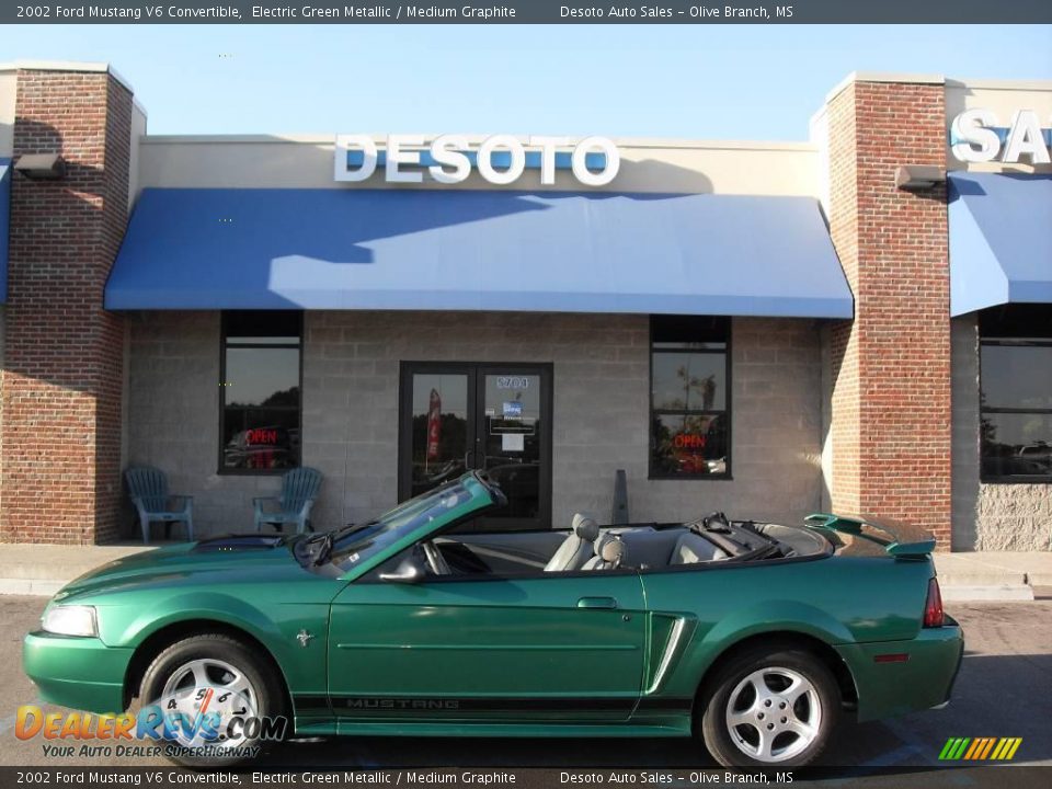 2002 Ford Mustang V6 Convertible Electric Green Metallic / Medium Graphite Photo #3