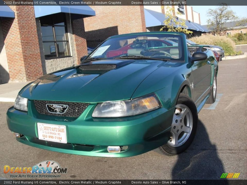 2002 Ford Mustang V6 Convertible Electric Green Metallic / Medium Graphite Photo #4