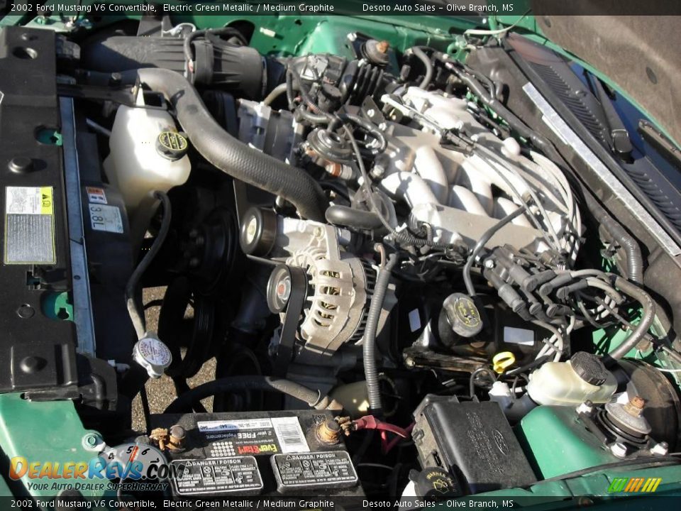 2002 Ford Mustang V6 Convertible Electric Green Metallic / Medium Graphite Photo #24