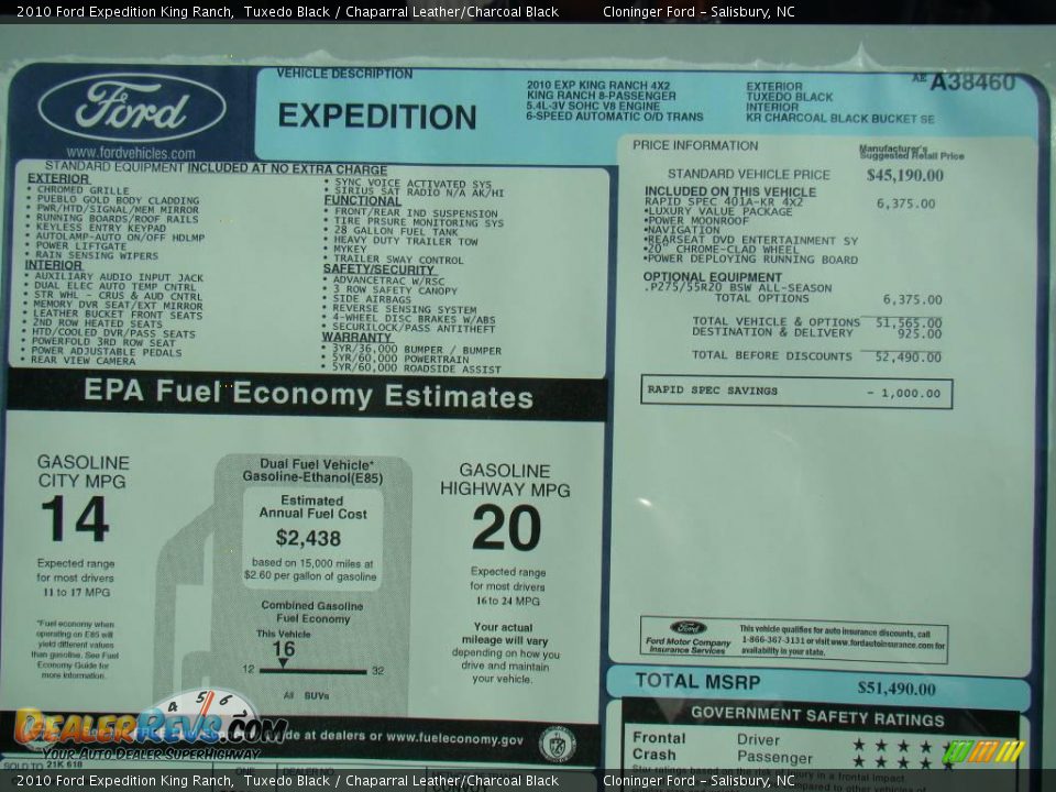 2010 Ford Expedition King Ranch Tuxedo Black / Chaparral Leather/Charcoal Black Photo #18