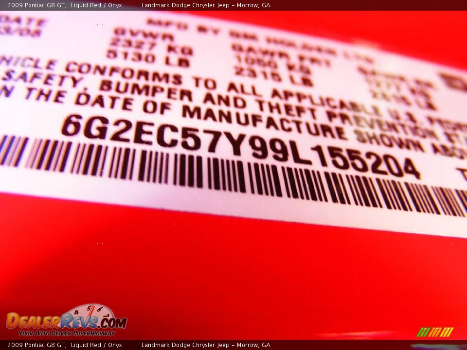 2009 Pontiac G8 GT Liquid Red / Onyx Photo #29
