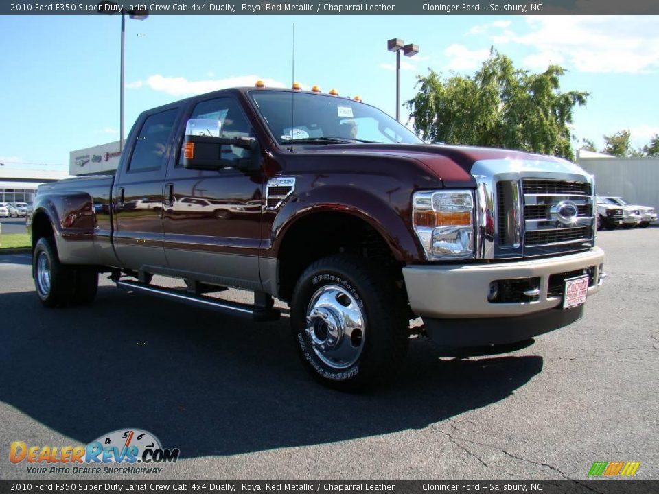 2010 Ford F350 Super Duty Lariat Crew Cab 4x4 Dually Royal Red Metallic / Chaparral Leather Photo #1