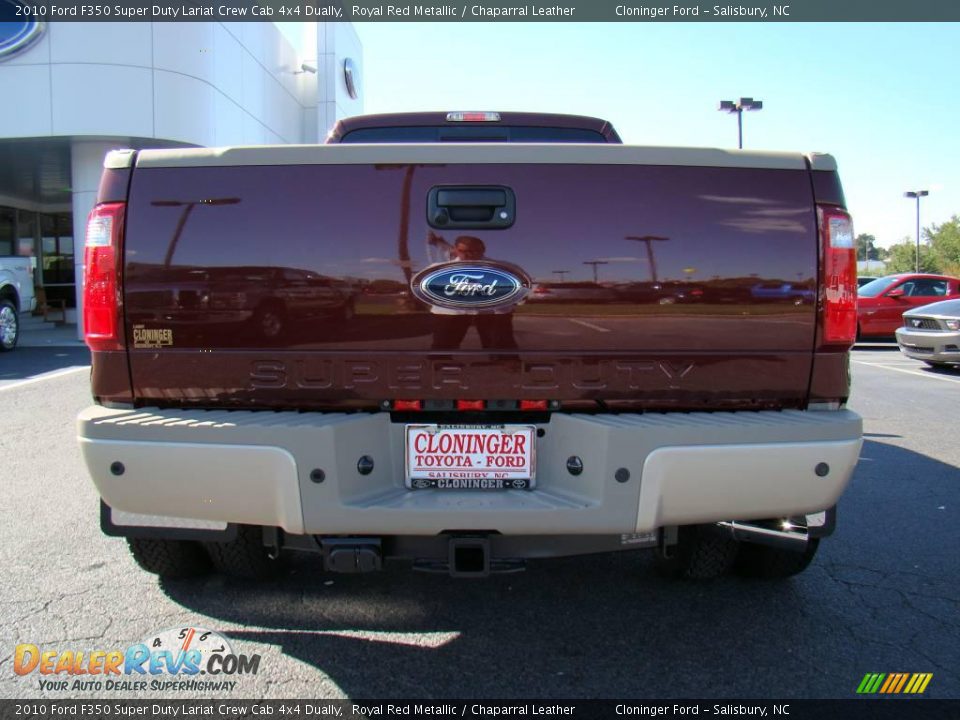 2010 Ford F350 Super Duty Lariat Crew Cab 4x4 Dually Royal Red Metallic / Chaparral Leather Photo #4