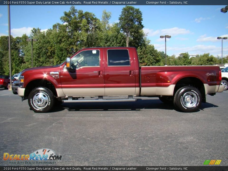 2010 Ford F350 Super Duty Lariat Crew Cab 4x4 Dually Royal Red Metallic / Chaparral Leather Photo #5