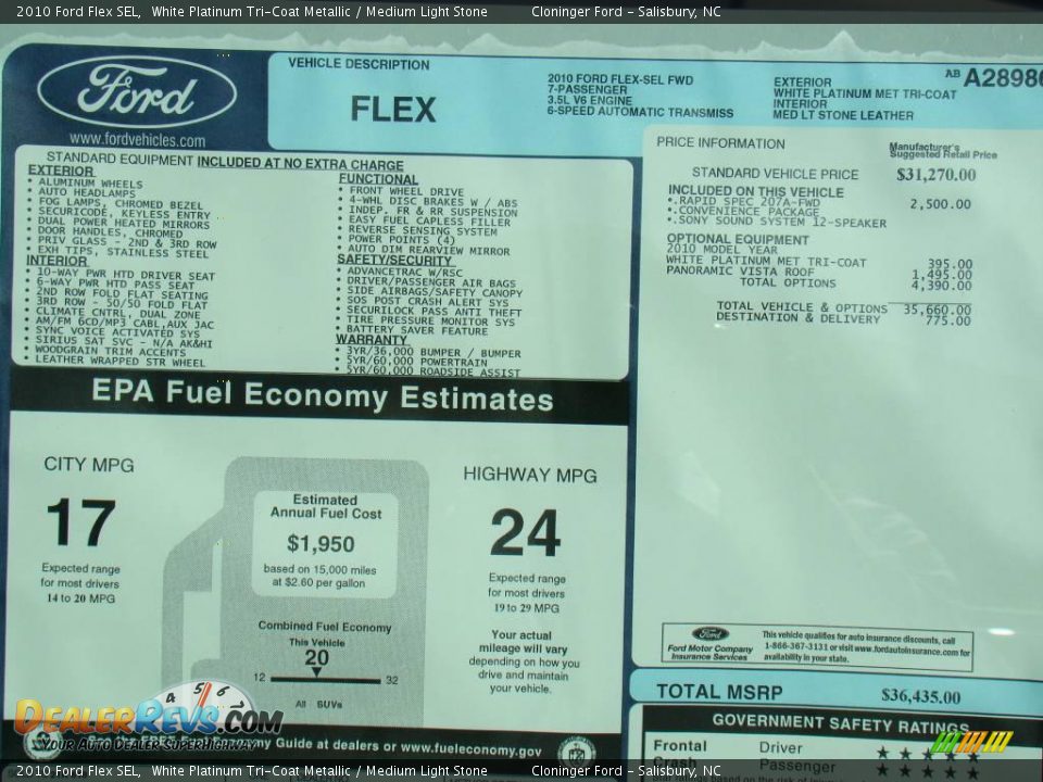 2010 Ford Flex SEL White Platinum Tri-Coat Metallic / Medium Light Stone Photo #18