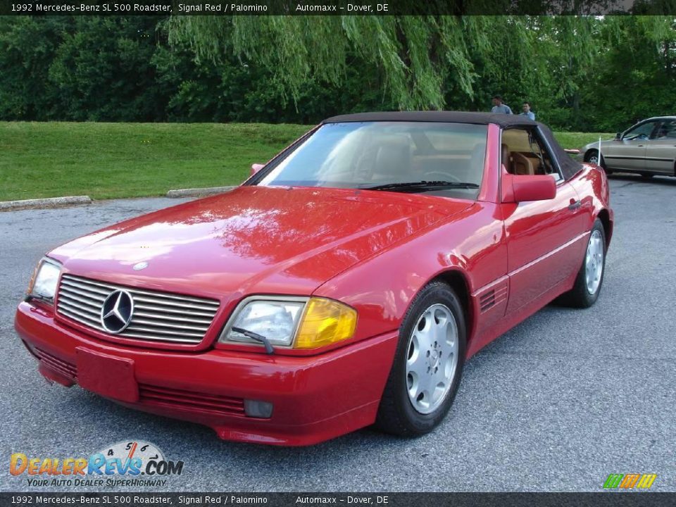 1992 Mercedes-Benz SL 500 Roadster Signal Red / Palomino Photo #8