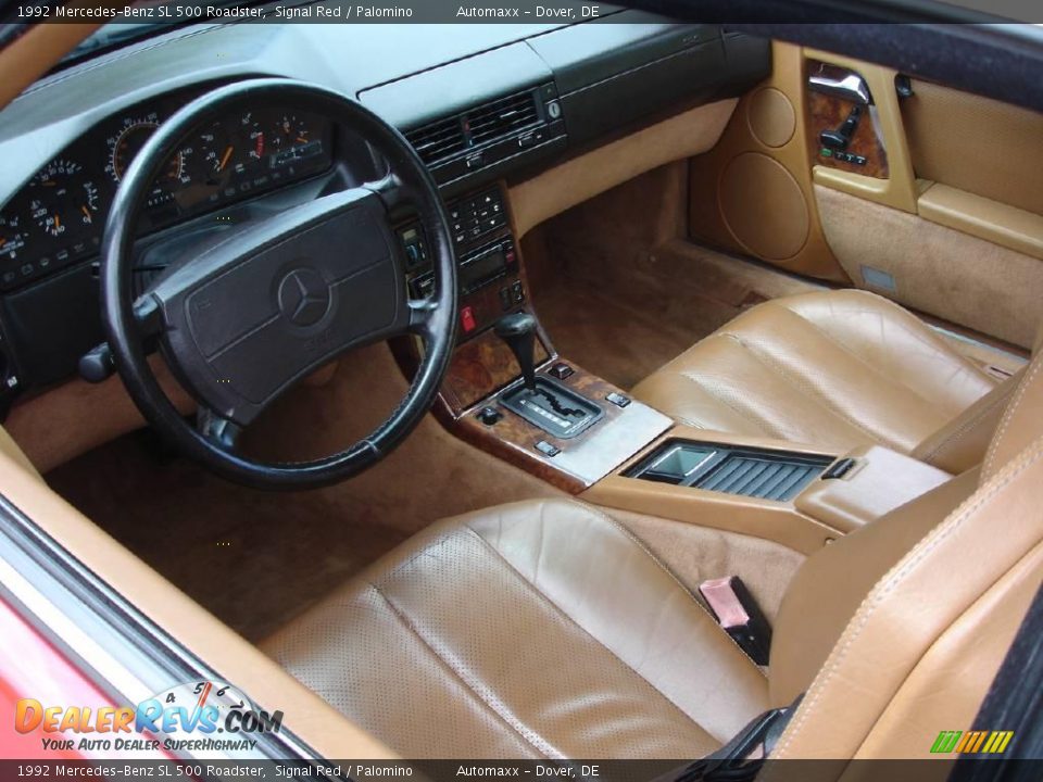 1992 Mercedes-Benz SL 500 Roadster Signal Red / Palomino Photo #9