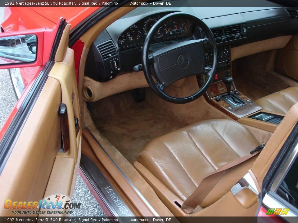 1992 Mercedes-Benz SL 500 Roadster Signal Red / Palomino Photo #10