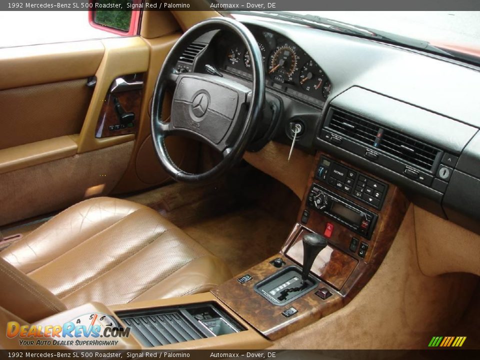 1992 Mercedes-Benz SL 500 Roadster Signal Red / Palomino Photo #13