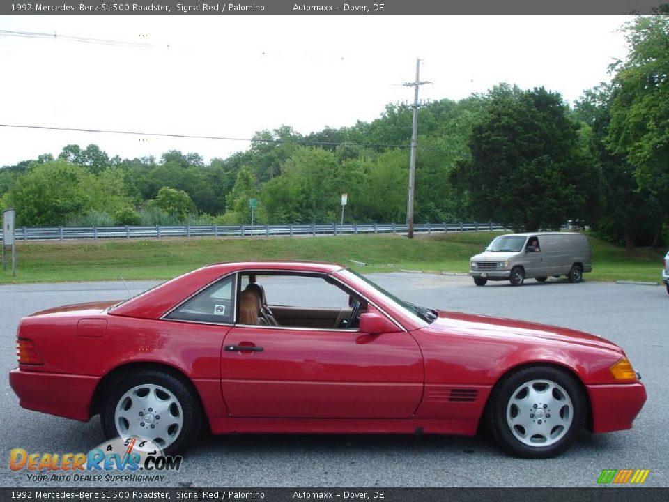 1992 Mercedes-Benz SL 500 Roadster Signal Red / Palomino Photo #14