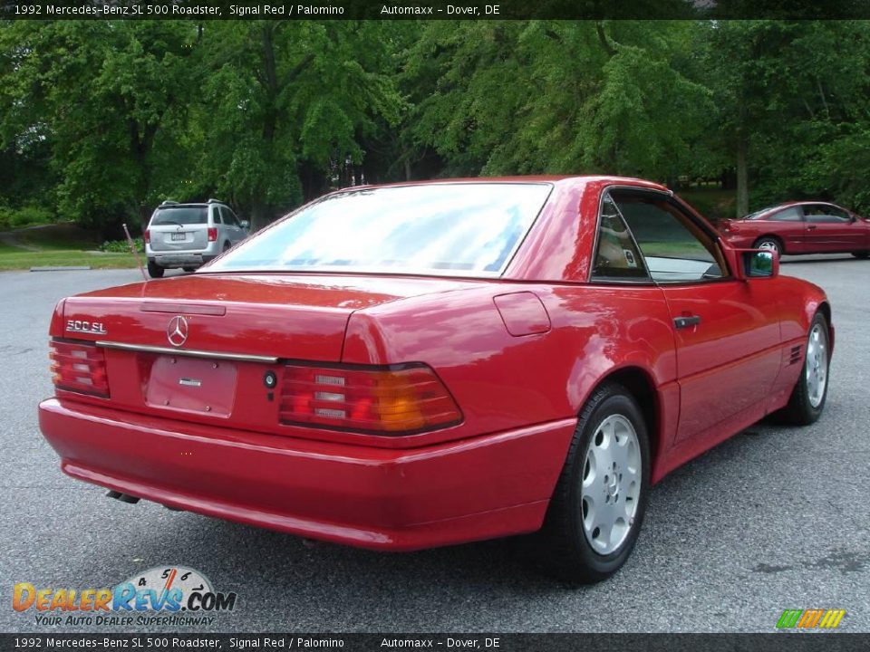 1992 Mercedes-Benz SL 500 Roadster Signal Red / Palomino Photo #15
