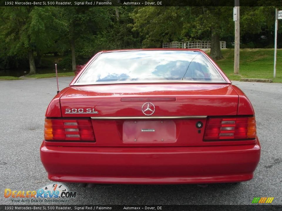 1992 Mercedes-Benz SL 500 Roadster Signal Red / Palomino Photo #16