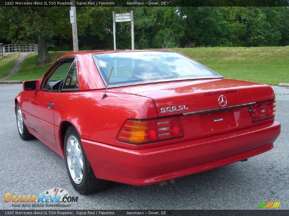 1992 Mercedes-Benz SL 500 Roadster Signal Red / Palomino Photo #18