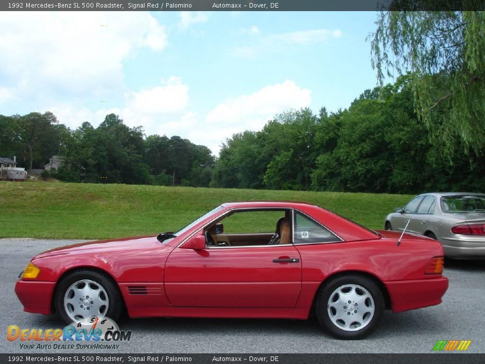 1992 Mercedes-Benz SL 500 Roadster Signal Red / Palomino Photo #19