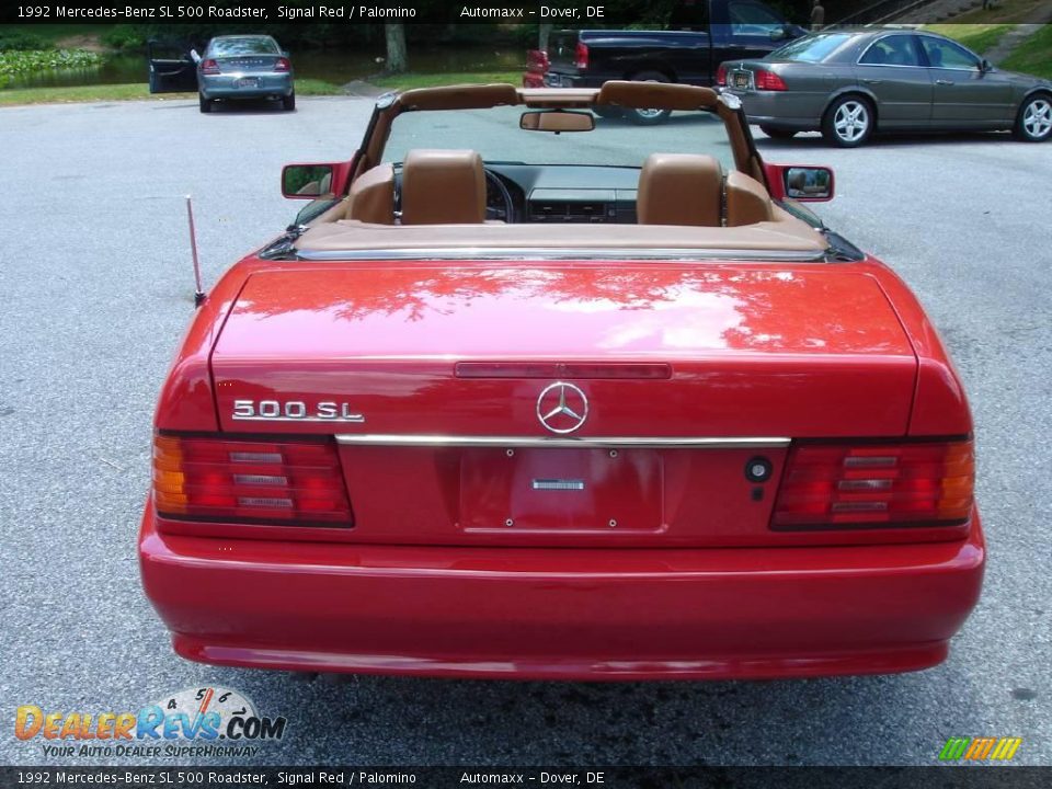 1992 Mercedes-Benz SL 500 Roadster Signal Red / Palomino Photo #20