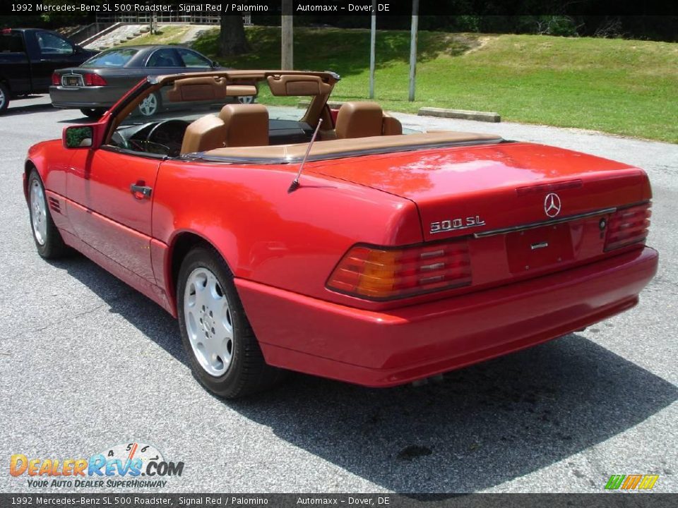 1992 Mercedes-Benz SL 500 Roadster Signal Red / Palomino Photo #21