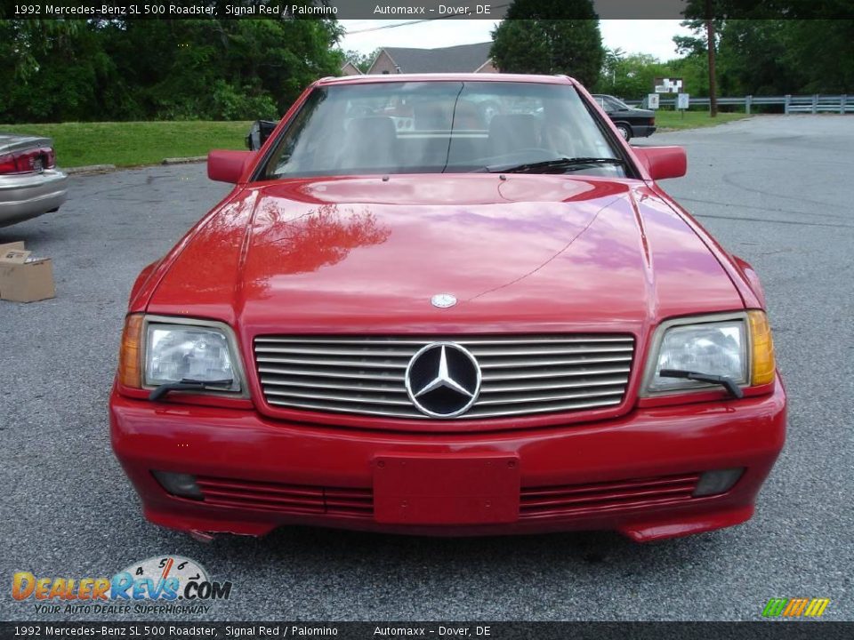 1992 Mercedes-Benz SL 500 Roadster Signal Red / Palomino Photo #23