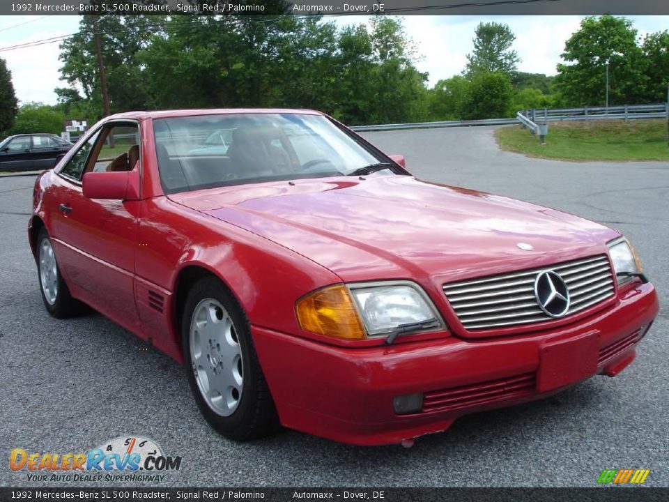 1992 Mercedes-Benz SL 500 Roadster Signal Red / Palomino Photo #24