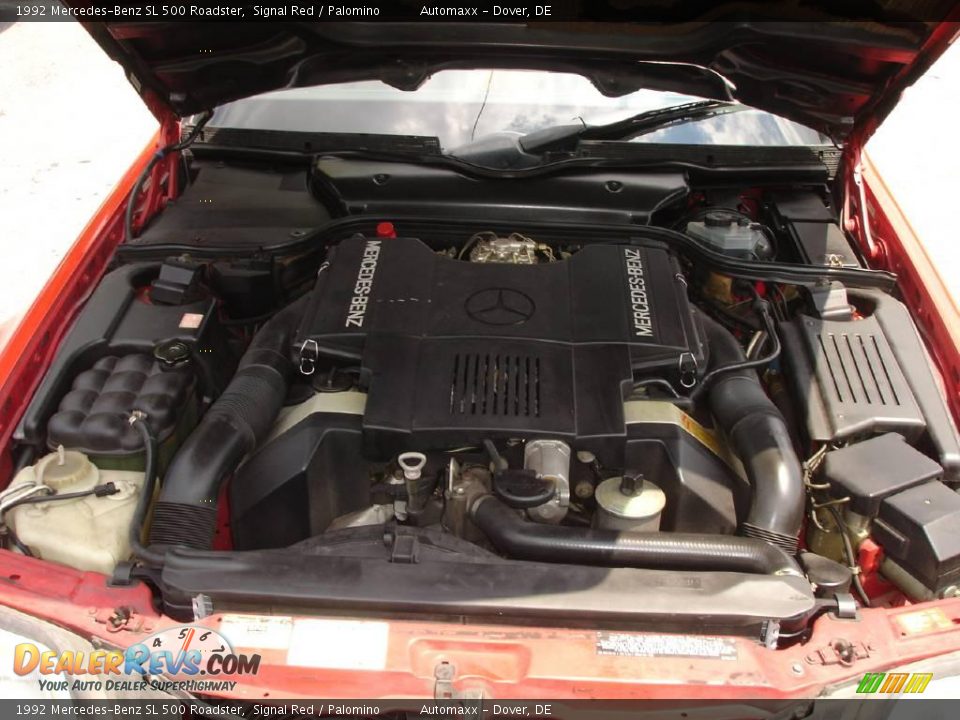 1992 Mercedes-Benz SL 500 Roadster Signal Red / Palomino Photo #25