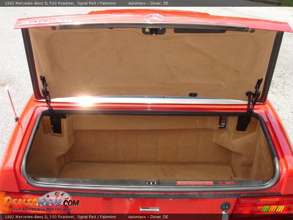 1992 Mercedes-Benz SL 500 Roadster Signal Red / Palomino Photo #26