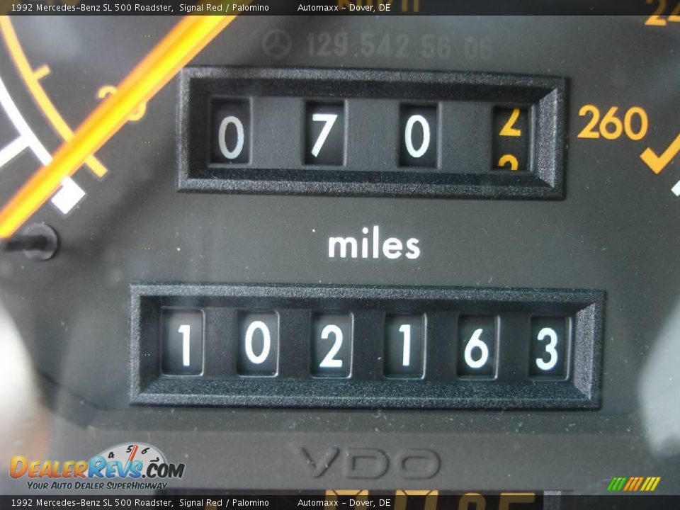 1992 Mercedes-Benz SL 500 Roadster Signal Red / Palomino Photo #31