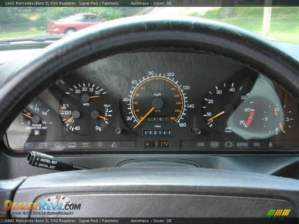 1992 Mercedes-Benz SL 500 Roadster Signal Red / Palomino Photo #32