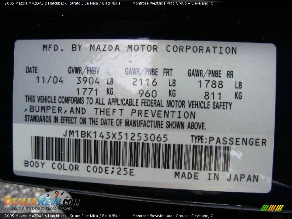 2005 Mazda MAZDA3 s Hatchback Strato Blue Mica / Black/Blue Photo #30