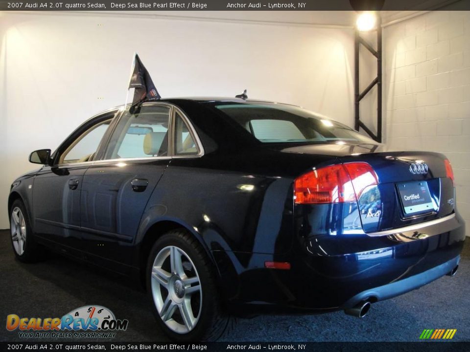 2007 Audi A4 2.0T quattro Sedan Deep Sea Blue Pearl Effect / Beige Photo #3