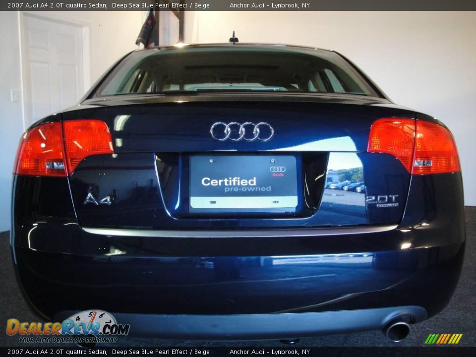 2007 Audi A4 2.0T quattro Sedan Deep Sea Blue Pearl Effect / Beige Photo #4