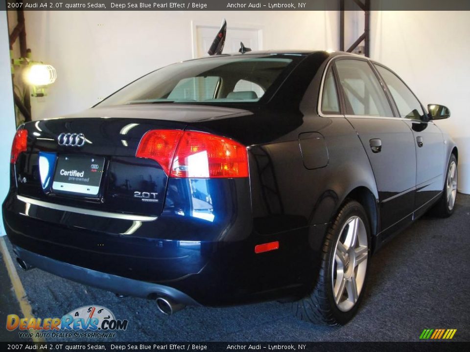 2007 Audi A4 2.0T quattro Sedan Deep Sea Blue Pearl Effect / Beige Photo #5