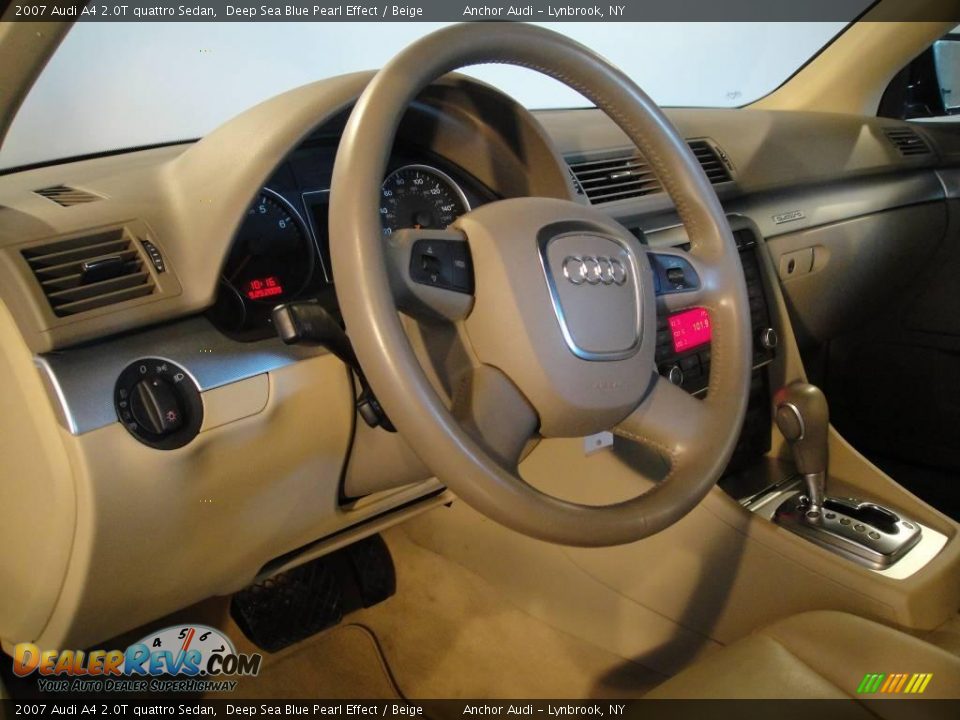 2007 Audi A4 2.0T quattro Sedan Deep Sea Blue Pearl Effect / Beige Photo #10